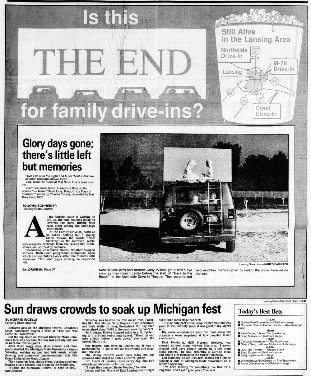 Hub Motel - Aug 30 1987 Article On Closing Of Drive-Ins
